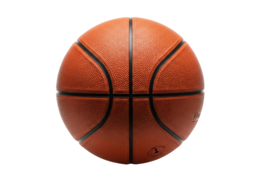 Orange basketball isolated PNG, sports equipment for training and competition on transparent background