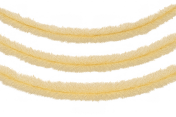 Golden fuzzy tinsel garlands adding sparkling festive cheer to holiday celebrations on a transparent background