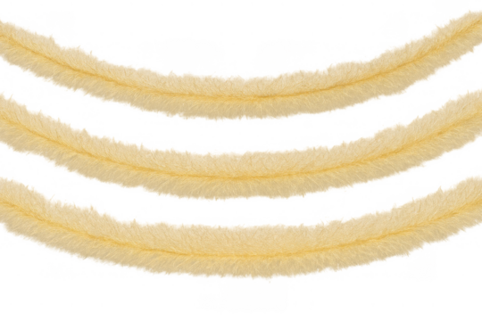 Golden fuzzy tinsel garlands adding sparkling festive cheer to holiday celebrations on a transparent background