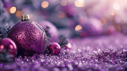 Festive Purple Christmas Ornaments Sparkling Festive Decorations