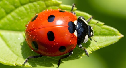Obraz premium Macro photography of Ladybug,generative AI