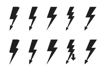 Lightning bolt icons set