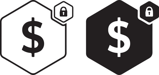 Obraz premium Hexagonal dollar sign with lock icon security finance