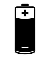 Obraz premium Simple black and white icon of a cylindrical battery with positive and negative terminals clearly marked for power and energy concepts
