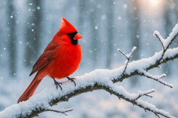  I-Generated image of a bright red Northern Cardinal.