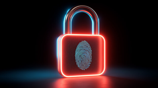 A biometric security padlock with a fingerprint symbol, visualizing identity verification, passwordless access and trusted authentication for modern digital systems.
