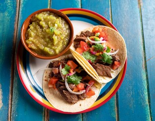 delicious mexican street tacos filled with grilled steak and fresh toppings on a vibrant plate