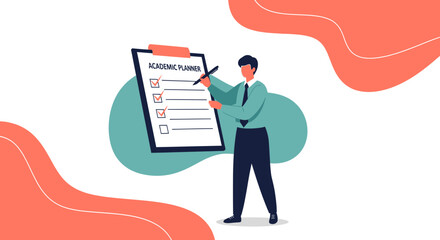 Academic Strategy Design and Planning Illustration Depicting Business Goals and Objectives