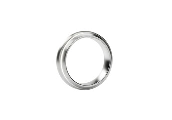 A single polished silver metal ring with a smooth surface and subtle texture isolated on transparent background