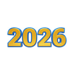 Golden 2026 digits radiating brilliance against a clear canvas future celebration