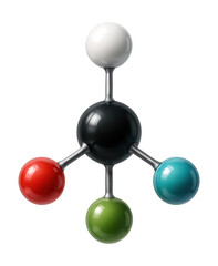 Tetrahedral carbon atom model illustrating single bond geometry.
