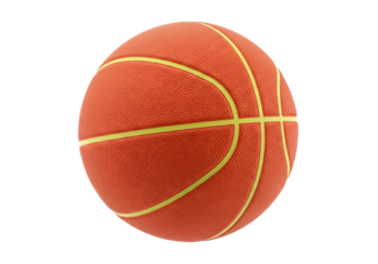 Orange basketball isolated PNG, sports equipment for basketball games and training on transparent background