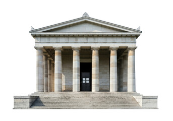 Obraz premium Propylaea isolated PNG on transparent background, monumental gateway with columns and steps, neoclassical architecture, historical landmark