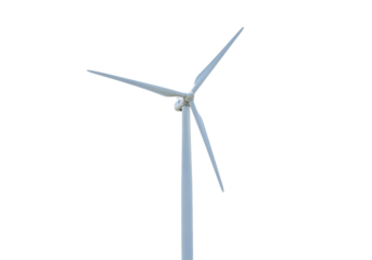 Wind turbine PNG isolated on transparent background, renewable energy source for sustainable power generation and environmental conservation