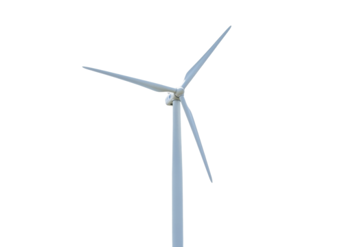 Wind turbine PNG isolated on transparent background, renewable energy source for sustainable power generation and environmental conservation