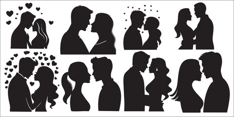 Love Couple Wedding Silhouettes on White Background Vector Fully Editable Smart Object Text Effect