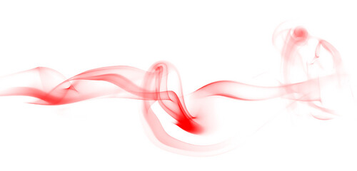 Abstract red smoke on white background with smooth wave motion, perfect for creative design, digital art, and background concepts. Ideal for posters, web design, and branding visuals.