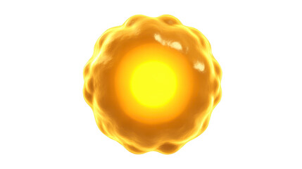 Glowing yellow sphere with smooth wavy surface, bright center, abstract energy ball, vibrant light, isolated on transparency background, futuristic and dynamic design