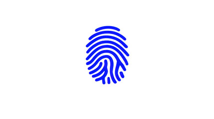 Blue fingerprint icon digital identification biometric security isolated on transparency background symbolizing privacy technology and personal data protection in modern minimal style