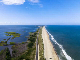 Aerial View of Outer Banks Coastline in Buxton, NC