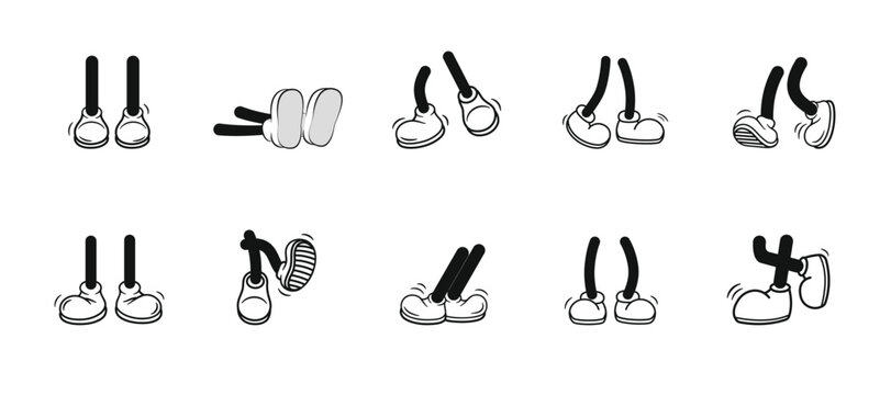 Foot glove. Retro cartoon legs and hands.