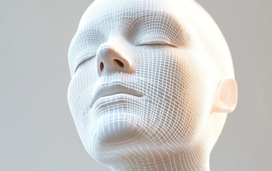 Digital recognition interface projecting geometric grid patterns to authenticate personal identity with precision isolated on transparent background PNG