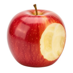 Red apple with a bite taken out isolated on transparent background