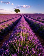 Naklejka premium Lavender field landscape