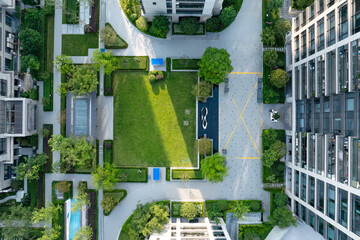 Green plants around buildings, green city concept