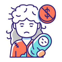 This Poor Woman (with Baby) icon is suitable for Poverty.