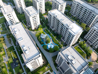 Green plants around buildings, green city concept