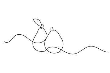 Obraz premium Pear continuous one line drawing minimalist outline simple fruit vector illustration 