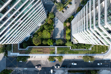 Green plants around buildings, green city concept © zhu difeng