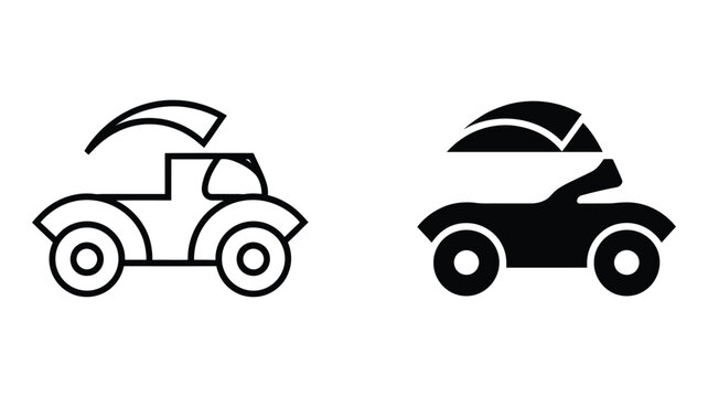 All-terrain vehicle icon set featuring outline and silhouette designs for adventure and recreational branding