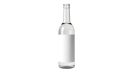 Clear Glass Spirits Bottle Mockup with Blank White Label Isolated on White Background