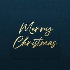 Merry Christmas vector golden greeting card. Stnowflake background. Blue and gold illustration for celebration, congratulation, decoration, winter holiday, web design, banner