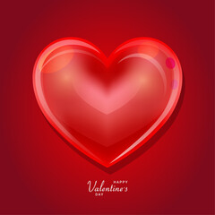 Romantic Glossy Red Heart vector illustration for Happy Valentine’s Day celebration – Shiny love symbol design on red background