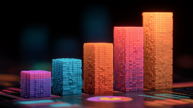 Stacked columns representing comparative metrics and incremental growth across categories for business intelligence and planning.
