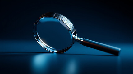 Magnifying glass on a surface suggests forensic investigation, precise examination and reliable results for audits and reports.
