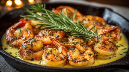 Autumn breakfast scene with mini pancakes, blueberries and pear slices