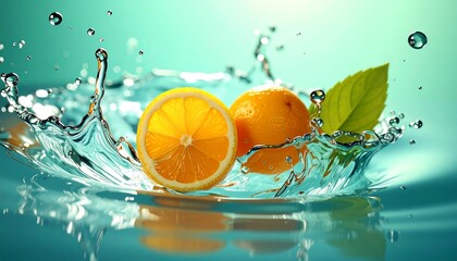 Refreshing Citrus Splash - Vibrant Oranges in Crystal Clear Water.