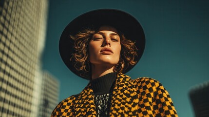 Elegant street style editorial woman