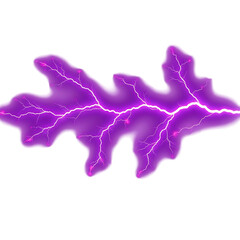 Electric purple lightning bolt energy discharge isolated on a transparent background