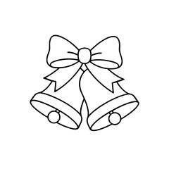 Christmas Bells Vector Illustration. Outline Design. Coloring Book Page. SVG. Transparent Background. Printable Christmas Design.