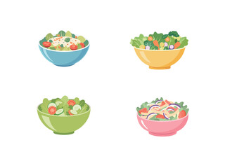 グリーンサラダのイラストセット