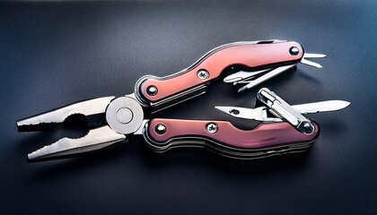 multitool with pliers on a dark background positioned open concept versatility tool functionality