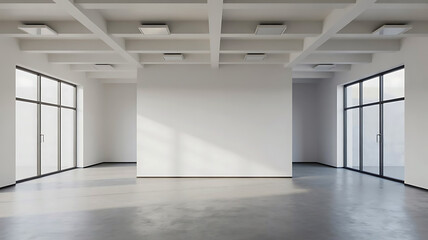 Spacious Empty Room with Modern Architectural Design and Natural Light Providing Blank Canvas