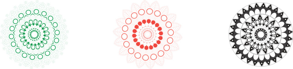 Colorful Mandala Art Vector Illustration Design Pattern Background Set