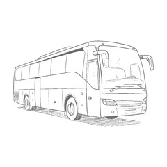 Outline Drawing of a Modern Passenger Bus