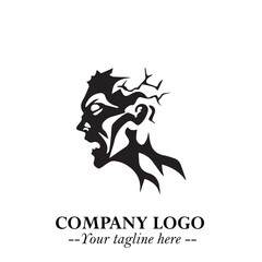 Head of Zombie Logo Symbol in Black on the White Background with Horror Minimal Vector Design